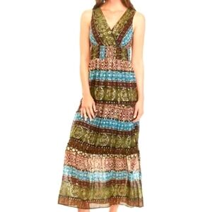 NWT Chris McLaughlin Print Tiered Midi Dress Size 6